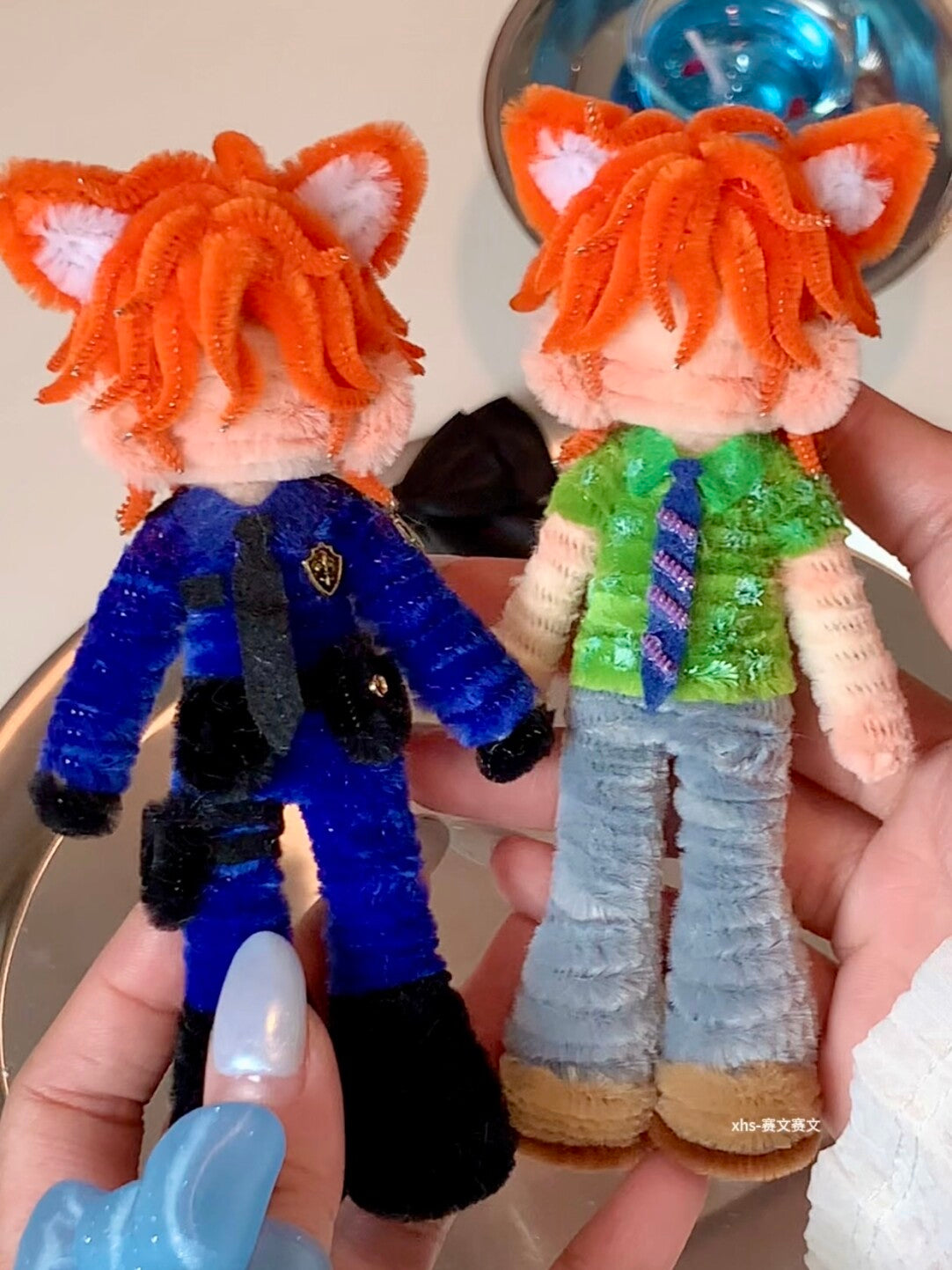 Nick Wilde, Pipe cleaner handmade doll ,Approximately 20 days from pre-order to handcrafted completion.