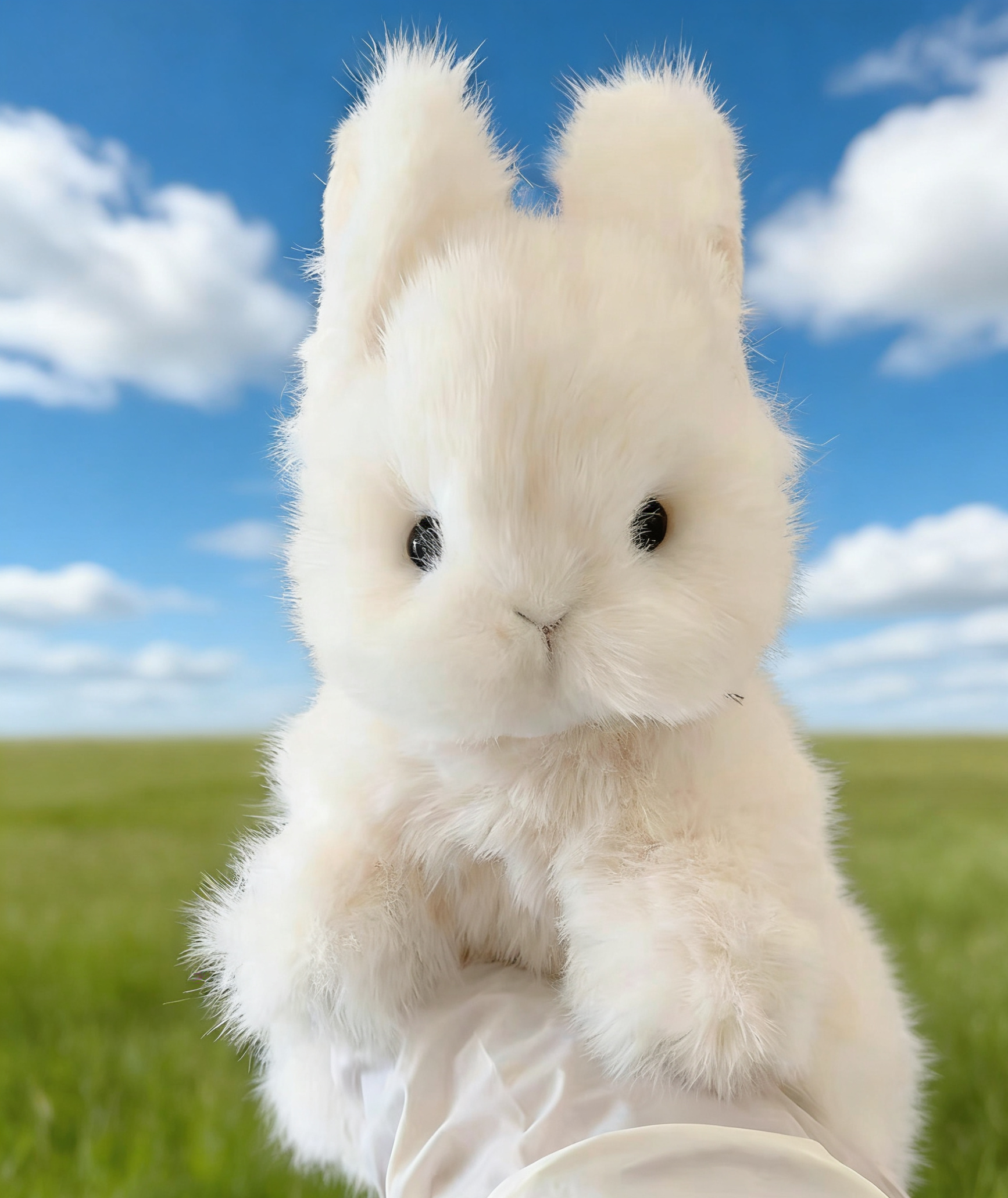 Handmade plush toy rabbit (Standing height 15 cm) have a hard skeleton inside their body